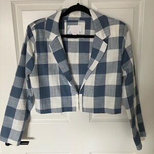 Stoosh Plaid Cropped Women's Blazer